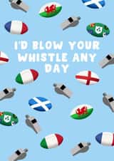 Cheeky Anniversary/Valentine's Day Card - I'd Blow Your Whistle - Six Nations created by Pink Peach Cards