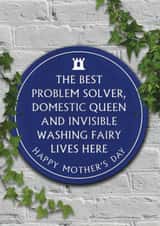 Funny Mother's Day Card - Washing Fairy - Heritage Plaque created by Brainbox Candy