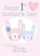 Cute Mother's Day Card - Rabbits - First Mother's Day - From Son created by Juniper and Rose Studio