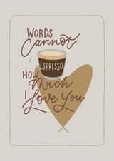 Cute Anniversary or Valentines card for coffee lovers created by Lucie Pritchard Design