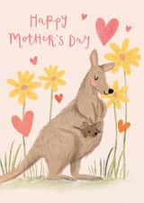 Cute Mother's Day Card - Kangaroo Mum With Baby Pouch created by Louise Tiler