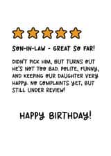 Fun Birthday Card - For Son-In-Law - Star Rating created by Lyndsay Moon