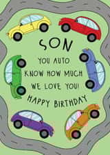 Cute Birthday Card - For Son - Cars created by @Laura Lonsdale Designs