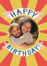 Personalised Birthday Photo Card created by Hadley Paper Goods Ltd - Fun Birthday Card - Circus Stripes