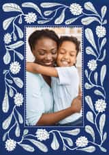Personalised Just Because Photo Card created by Hadley Paper Goods Ltd - Pretty Just Because Card - Blue Floral Frame