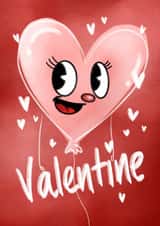 Cute heart Balloon Character Valentines Card created by Danielle Lisa