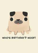 Cute Birthday Card - Pug's Birthday Surprise created by Raku doodle
