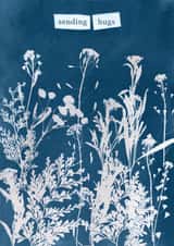 Arty Sympathy Card - Sending Hugs - Cyanotype Flowers created by Studio Pistachio