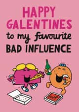 Funny Cheeky Little Miss Bad Influence Valentine's Day Card - Galentine's created by Mr. Men