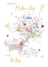 Pretty Mothers Day Card - From The Dog -  Dachshund with Floral Bouquet created by SABIVO Design by Sabina