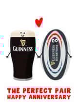 Cute Anniversary Card - The Perfect Pair - Six Nations - Guinness - Rugby created by Pink Peach Cards