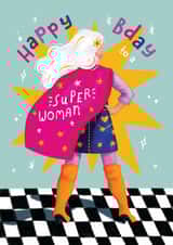 Modern Birthday Card - For Her - Hero Super Woman created by Aniet Illustration
