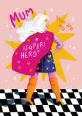 Fun Mother's Day Card - For A Special Mum - Super Hero created by Aniet Illustration