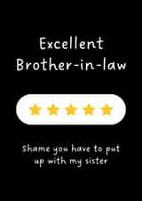 Funny Birthday Card - Brother In Law - Five Star Review created by Sundiva Designs