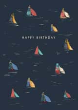 Classic Birthday Card - For Him - Boats created by Rebecca Prinn