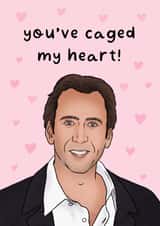 Funny Valentine's Day Card - Nicolas Cage - Caged My Heart created by Swish & Scribble
