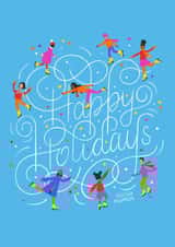 Fun Winter Holiday Card for Family and Friends- Ice Skating- Hand Lettering created by Vinitha Mammen