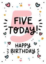 Cute 5th Birthday Card - For Her - Five Today created by Lyndsay Moon