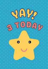 Cute 3rd Birthday Card - For Him - Star created by GawjusCards