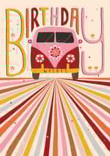 Classic Birthday Card - Camper Van - Retro Illustration created by Rebecca Prinn