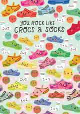 Cute Congratulations Card - You Rock Like Crocs - Socks created by Nicholas Saunders