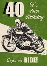 Classic 40th Birthday Card - Enjoy The Ride! - Motorbike created by Rocket68