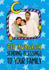 Personalised Faith Photo Card created by TeePee Creations - Cute Eid Mubarak Card - Blessings ToYour Family