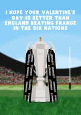 Funny Six Nations Valentine's Day Card - England Beating France - Rugby created by Pink Peach Cards