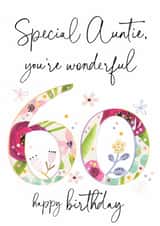 Classic Birthday Card - 60th - Wonderful Auntie created by Katie Phythian Design