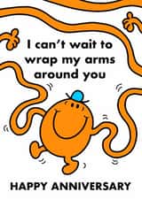 Cute Anniversary Card - Mr. Tickle - Mr. Men - Wrap My Arms Around You created by Mr. Men