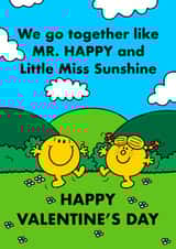 Cute Valentine's Mr. Men Card - Mr. Happy And Little Miss Sunshine created by Mr. Men