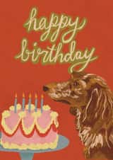 Cute Birthday Card - Dachshund - Cake created by Isobel Rose Illustration