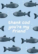 Cute Love & Friendship Card - Thank Cod You're My Friend - Fishes created by Witty Wonders