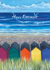 Arty Retirement Card - Happy Retirement - Beach Huts created by Joanne Wishart