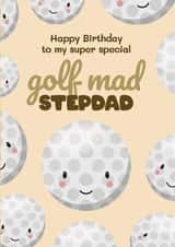 Cute Birthday Card - For Stepdad - Golf Mad created by Bev O'Connor || @oconnordesign