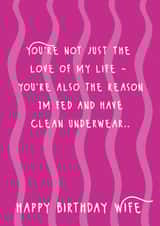Funny Birthday Card - For Wife - You're The Reason I'm Fed And Have Clean Underwear created by @Laura Lonsdale Designs