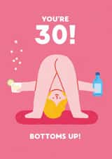 Cheeky bottoms Up 30th Birthday card - Bottums Up - 30th birthday milestone card created by Stormy Knight