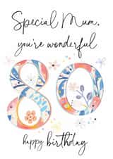Classic Birthday Card - 80th - Wonderful Mum created by Katie Phythian Design