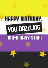 Fun Birthday Card - Dazzling Non-Binary Star – LGBTQ+ Pride created by Jodie Goodchild