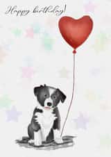 Cute Border collie puppy card for dog lovers created by Mheath Art & Illustration