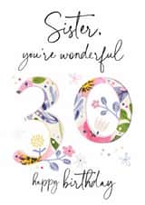 Classic Floral Birthday Card - 30th - Sister created by Katie Phythian Design