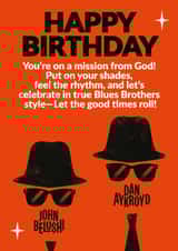 Fun Birthday Card - Blues Brothers - You're On A Mission From God! created by Jon Downer