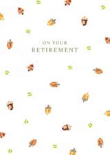 Classic Retirement Card - Painted Acorns - Leaves created by Rebecca Prinn