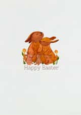 Cute Easter Card - Bunny Rabbits - Flowers created by GRA Designs