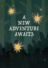 Fun Leaving Card - A New Adventures Await - Stars created by Zove Ahh