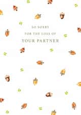 Classic Sympathy Card - Acorns And Leaves - Sorry For The Loss Of Your Partner created by Rebecca Prinn