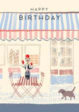Classic Birthday Card - For Her - Parisian Cafe Illustration created by Rebecca Prinn
