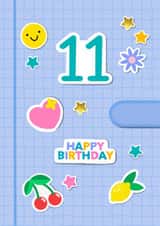 Cute 11th Birthday Card - For Her - Stickers created by Jessica Rachel Sharp