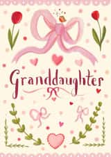Classic Birthday Card - For Granddaughter - Pink Bows & Hearts created by Love Lucy Illustration