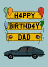 Classic car birthday card for dad created by Chloé Street